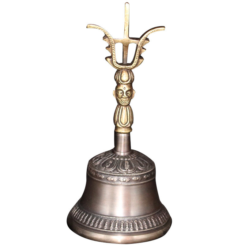 金刚尼泊尔道家铃铛青铜铃杵三股道士三叉三清摆件
