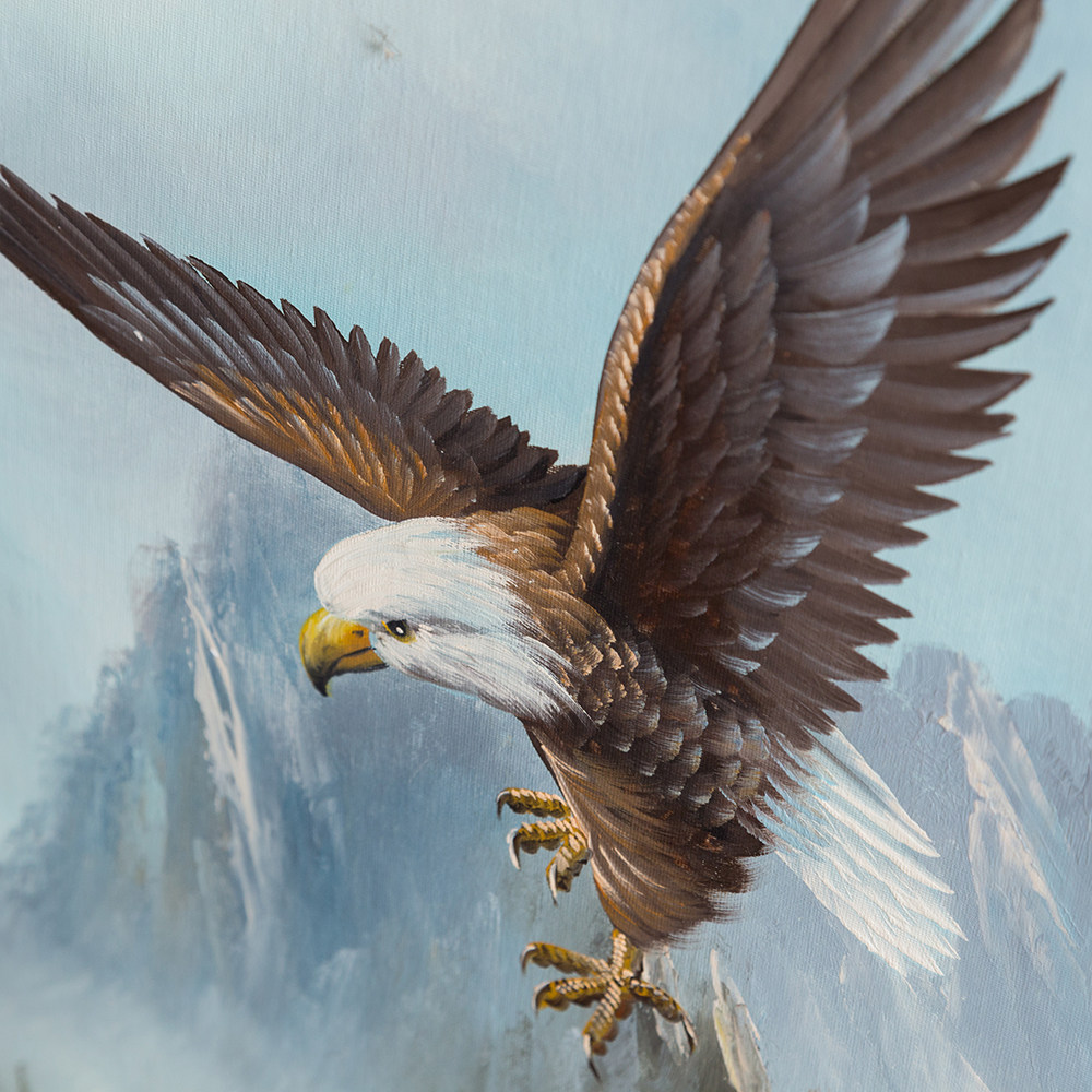 油画作品欧式艺术手工成品原创手绘翱翔老鹰客厅油画
