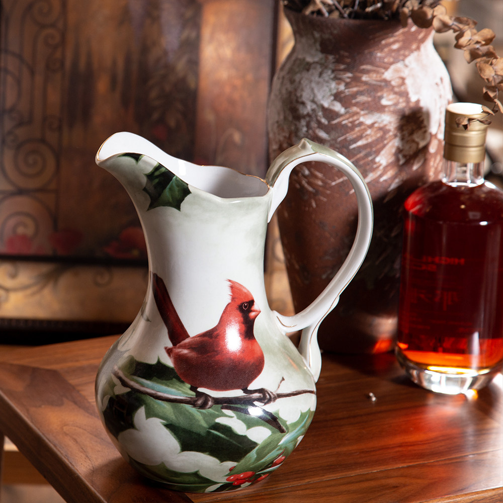 陶瓷茶壶咖啡壶果汁花鸟花瓶摆设欧式奢华装饰家居冷水壶