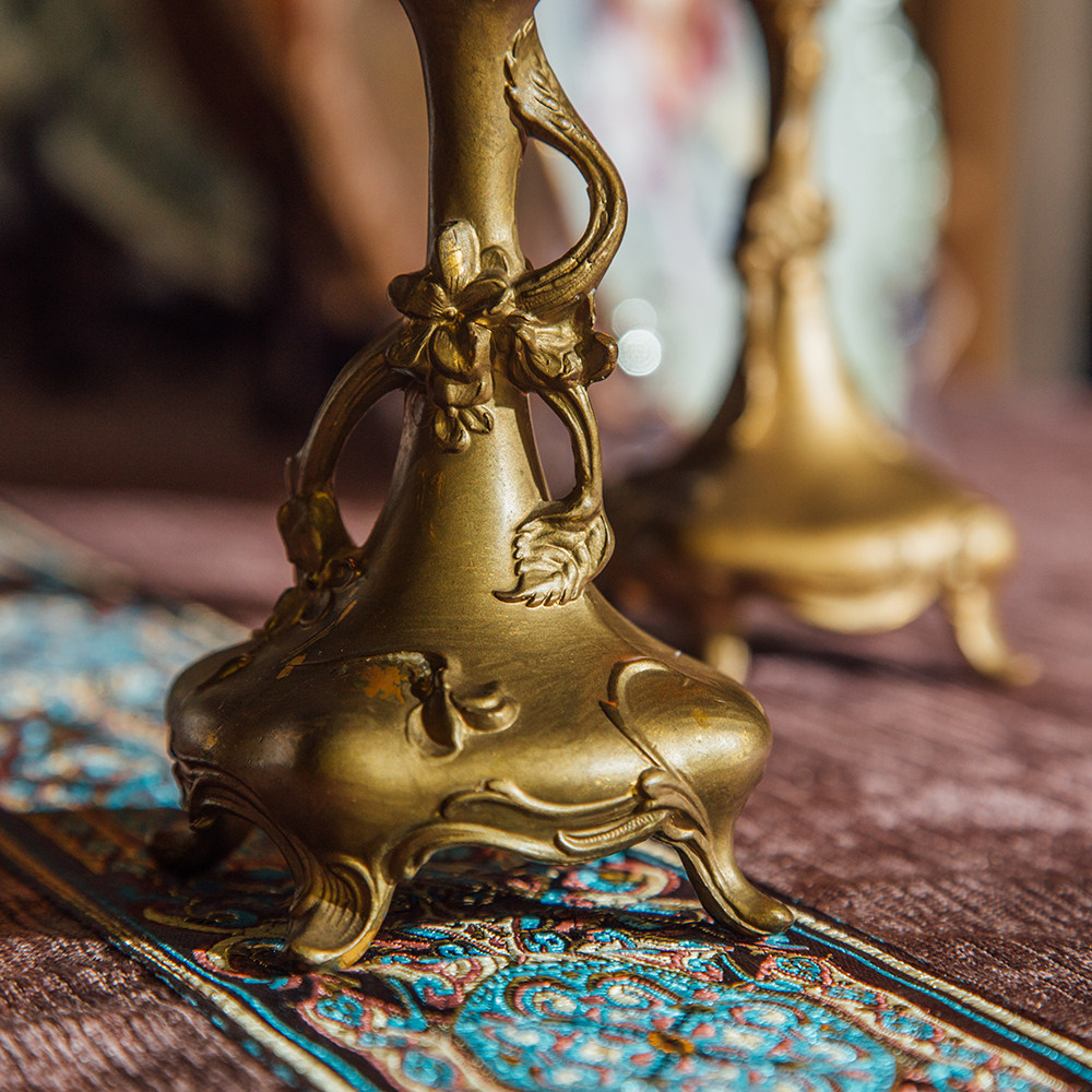 手工烛台黄铜铜器树枝浪漫烛光晚餐创意家居复古烛台