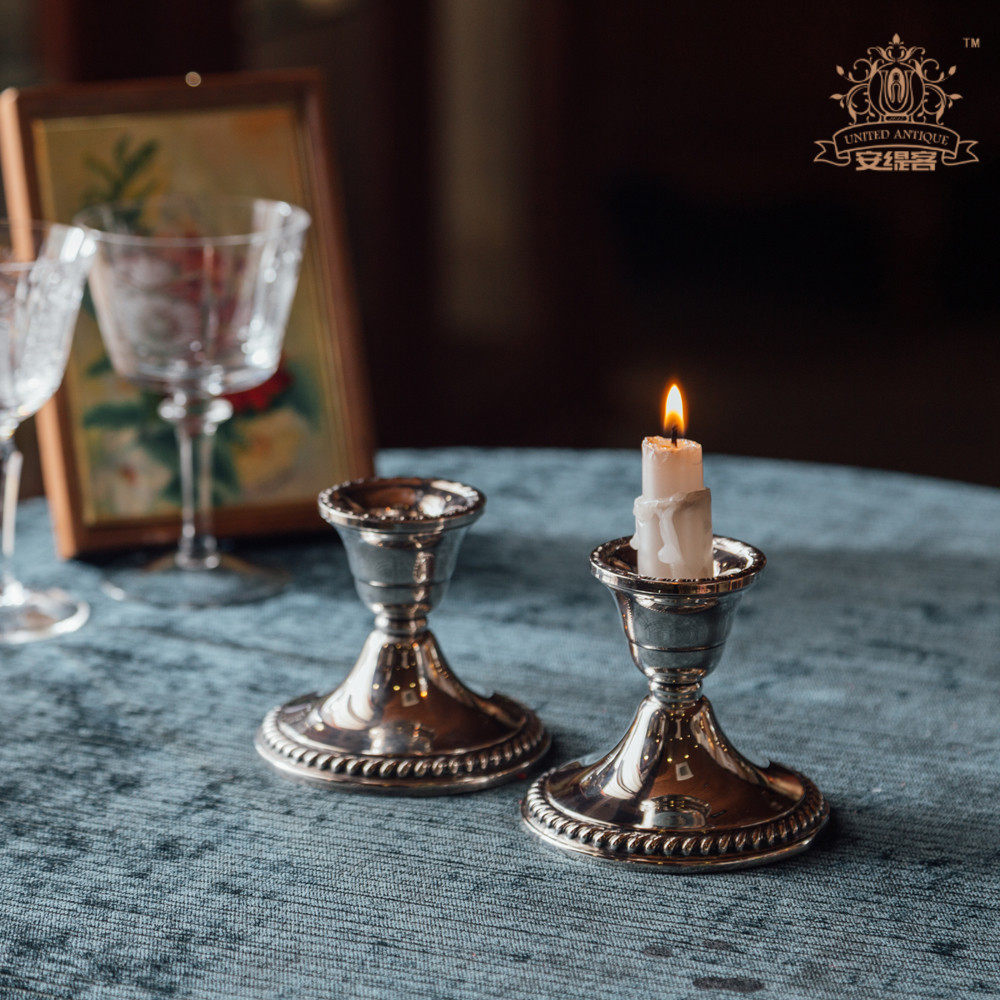 纯银烛台进口烛光晚餐浪漫创意家居银质欧式奢华烛台
