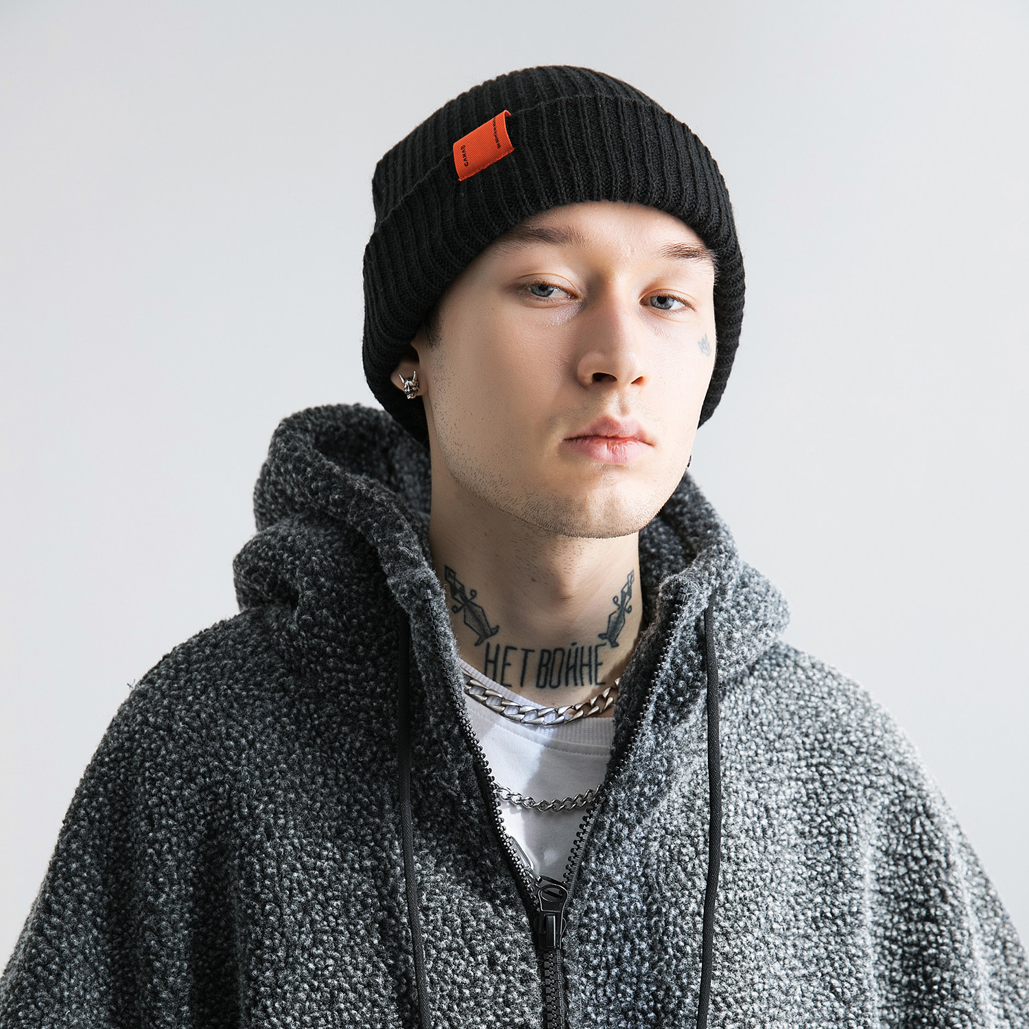 grinch1928gaha橘标羊毛混纺冷帽舒适柔软保暖毛线帽子