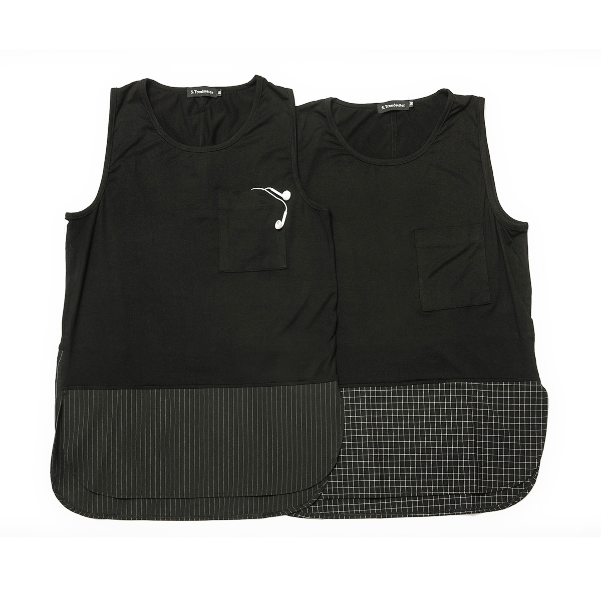 【STS】17D-TK机能风格战术格纹 竖条纹开叉打底背心