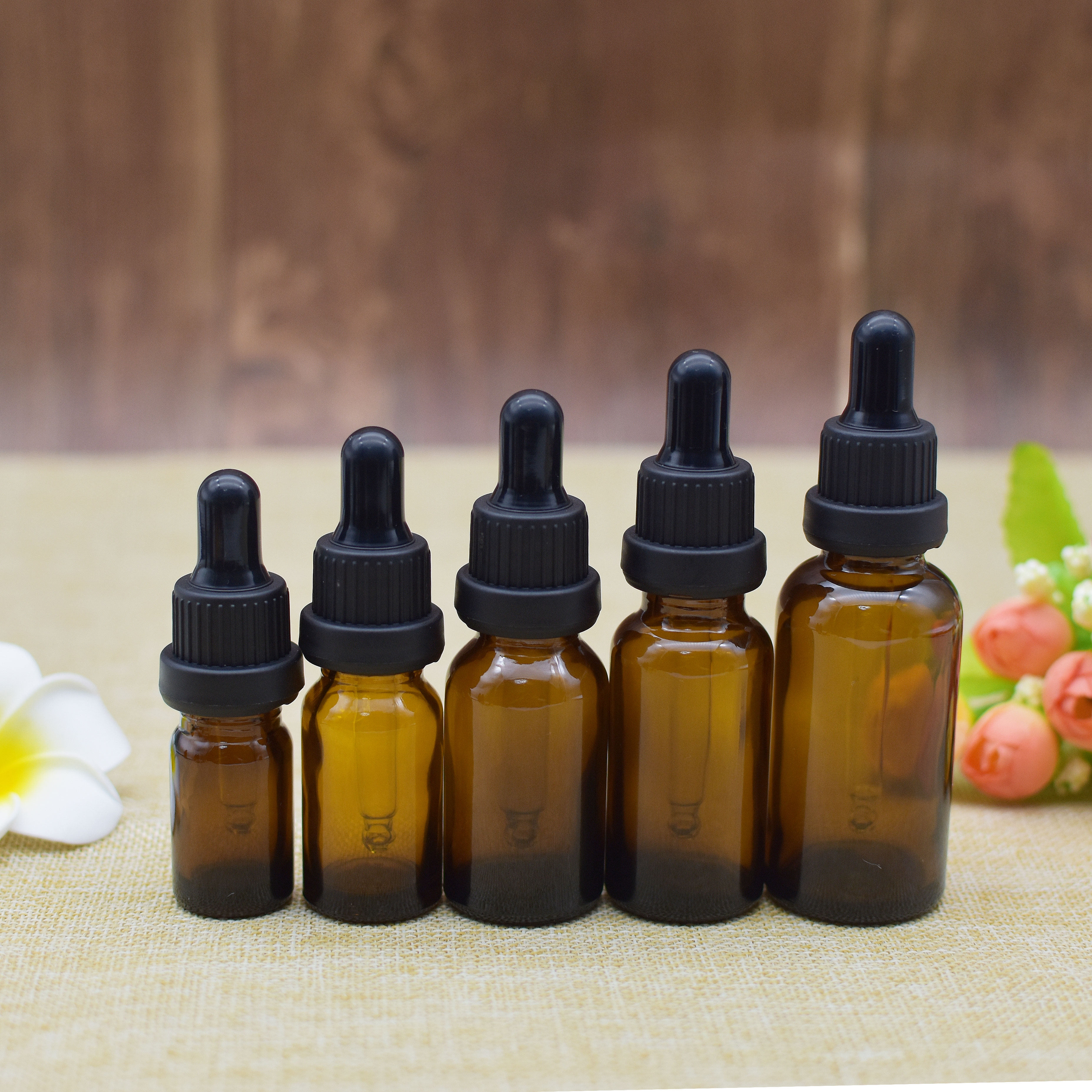 避光茶色玻璃黑胶头滴管瓶 5ml10ml20ml30ml精油滴管瓶调配空瓶