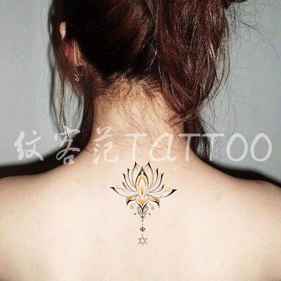 纹客范莲花纹身贴 后背纹身贴 防水逼真纹身贴 唯美莲花 可爱时尚