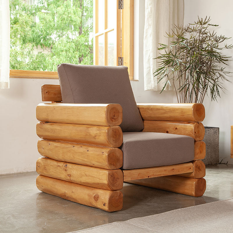 实木原生态沙发木质三人组合凉椅原木柏木现代实木沙发