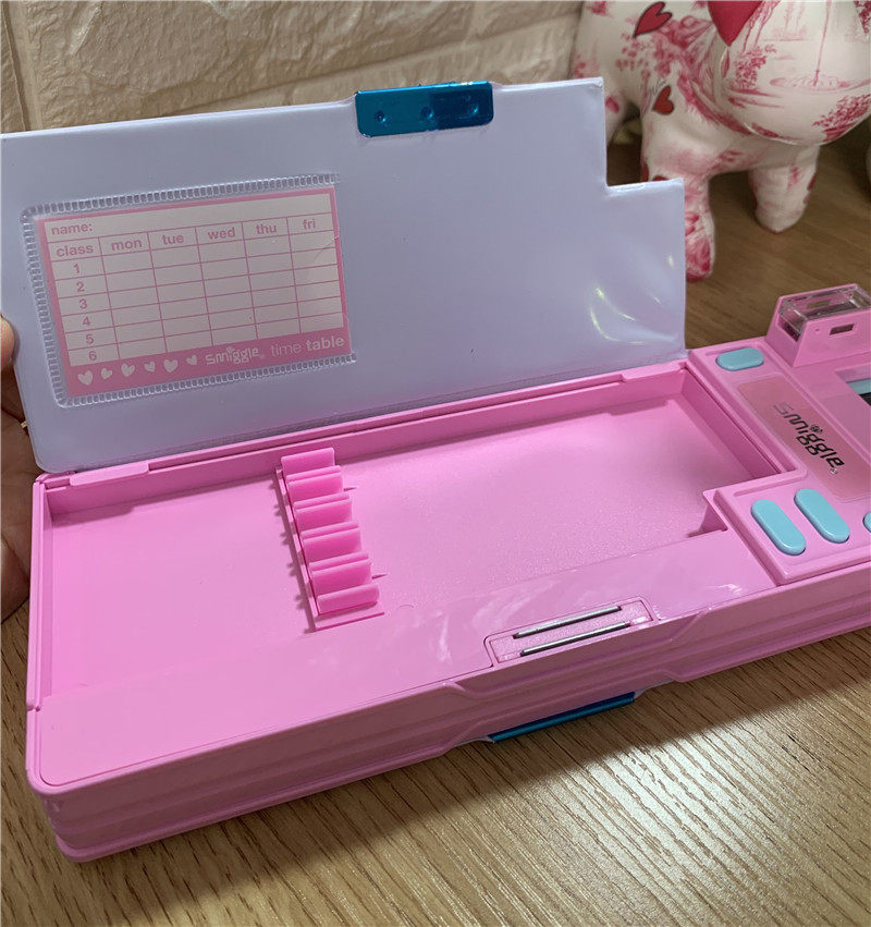 新款澳洲smiggle文具盒自动多功能笔盒双面磁吸粉色文具盒