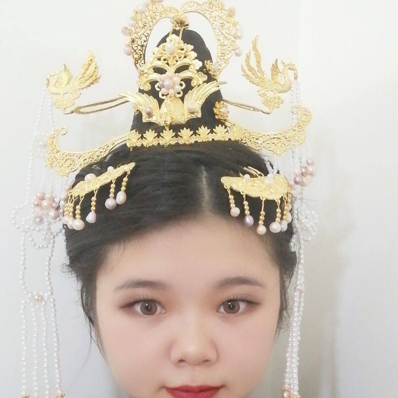 全套大全明制荻髻头面16件分心凤凰冠发钗挑汉服