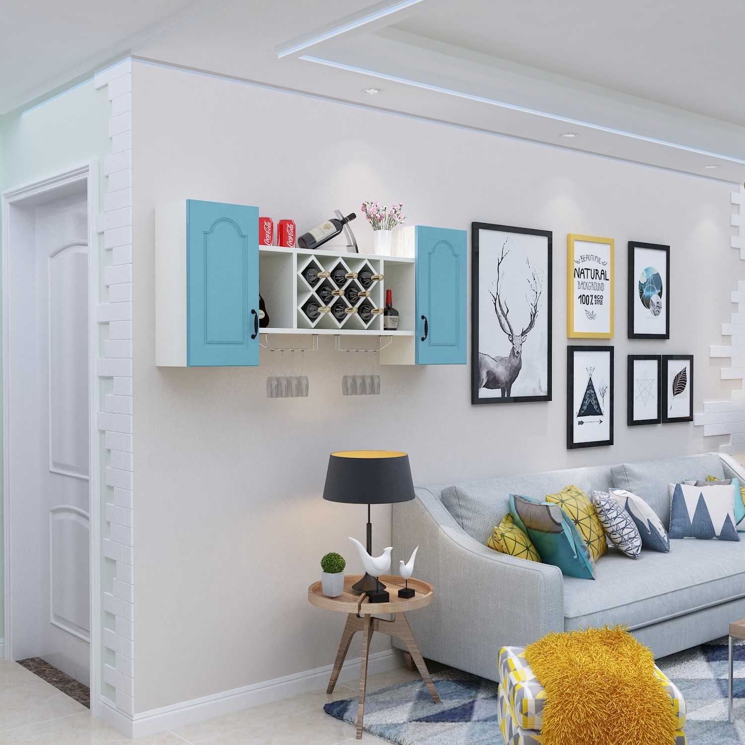 吊柜壁挂式红酒餐厅墙上酒柜客厅挂式收纳储物柜酒架