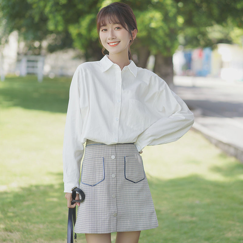 春秋秋季jk衬衫女学生韩版宽松长袖内搭外穿衬衫