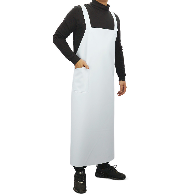 纯白色防水围裙食品厂用胶皮围厨房防油加长食堂围裙