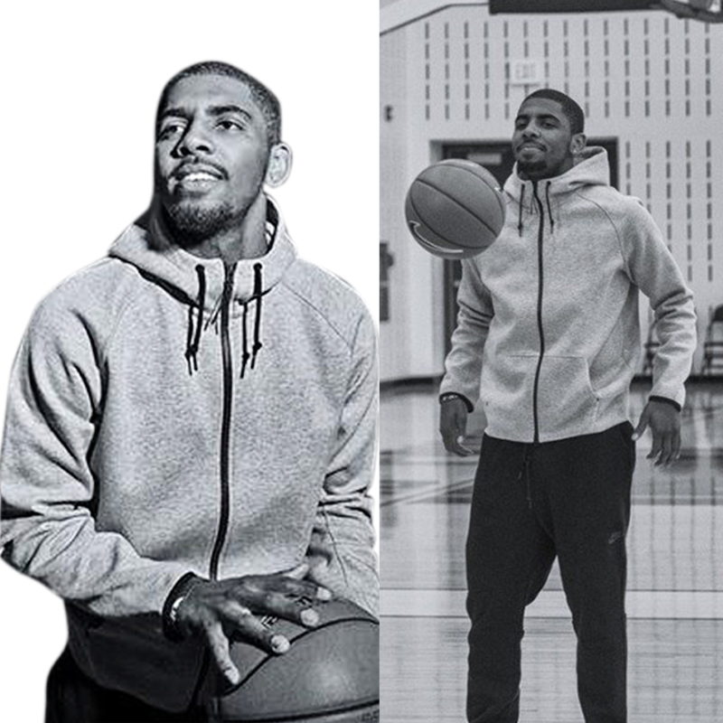 秋冬欧文美式篮球运动训练服跑步外套连帽开衫健身加绒卫衣男上衣