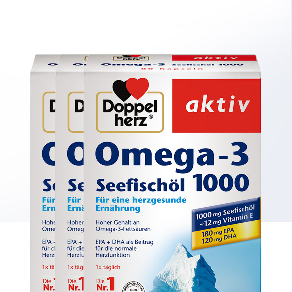 正品直营德国双心dha鱼油软胶囊80粒3盒中老年鱼油