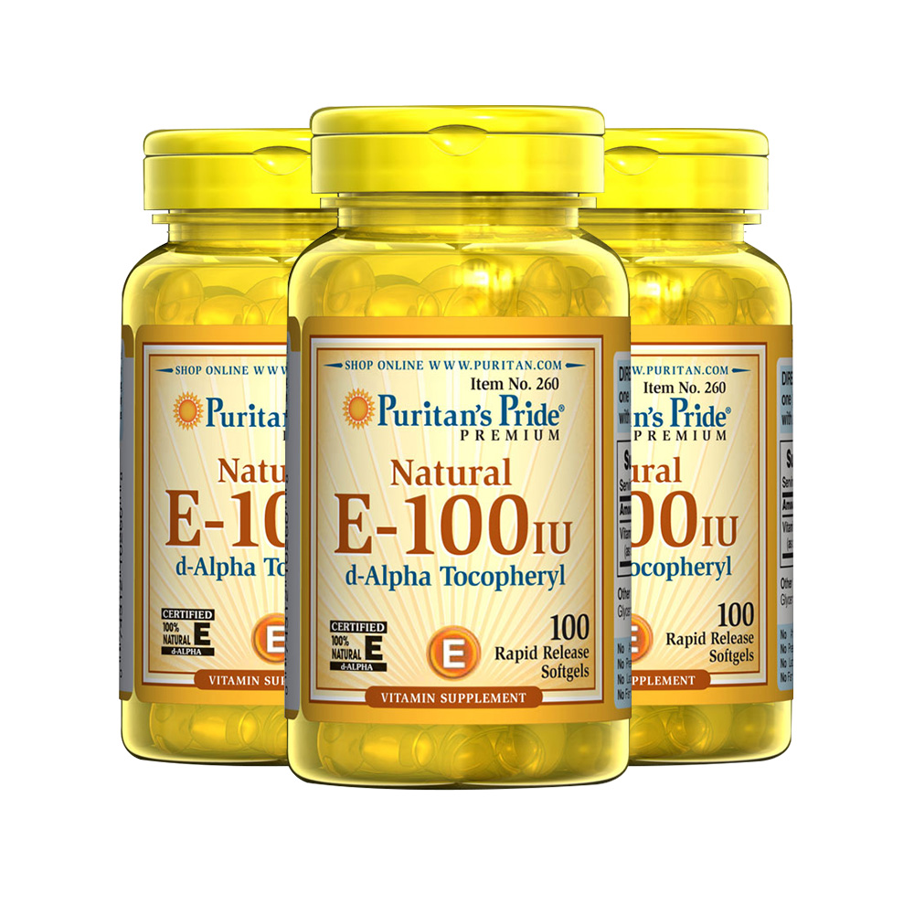 直营美国进口普丽普莱天然维生素e100iu3瓶软胶囊粒ve维e