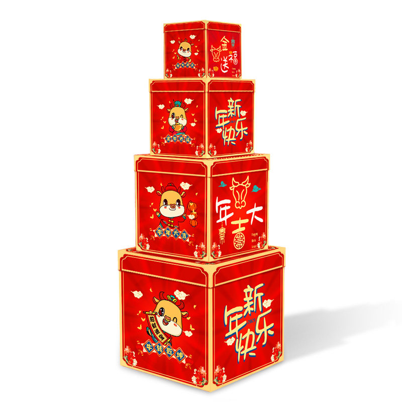 2022元旦新年过年礼盒堆头摆件商场酒店大堂春节礼盒