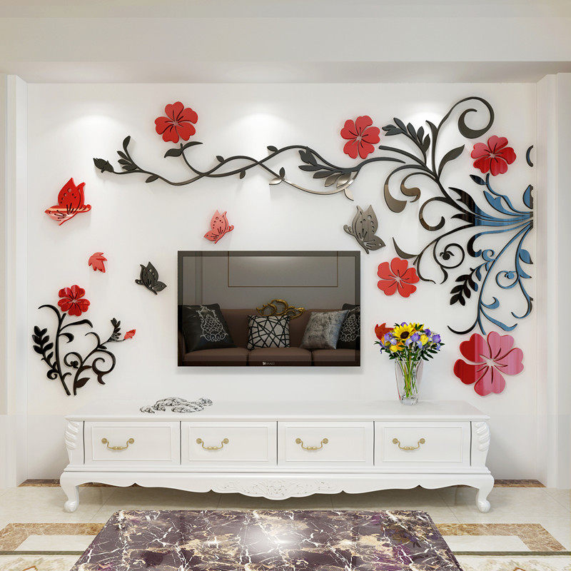 电视背景墙壁纸现代简约3d立体亚克力贴纸自粘客厅墙贴