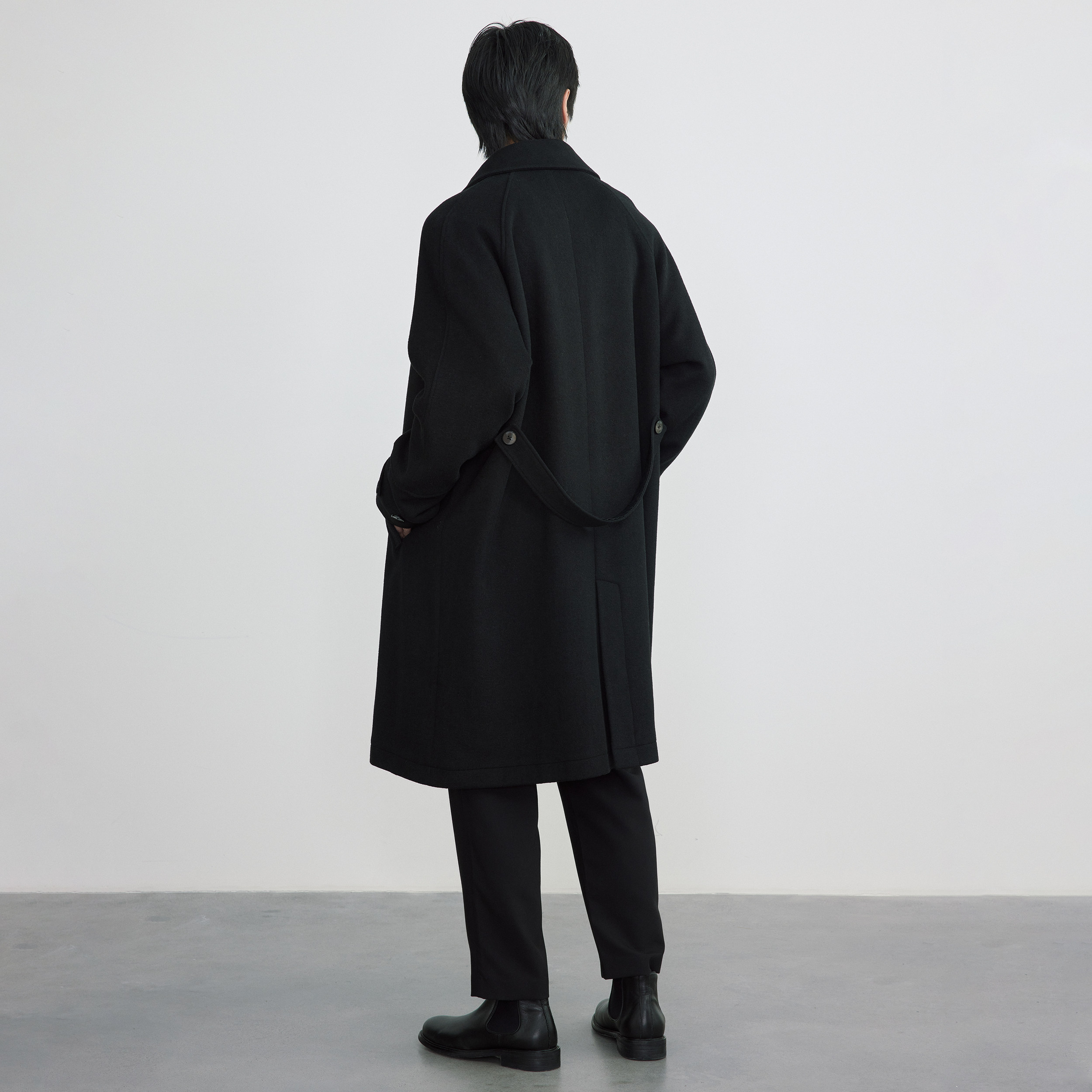 dimc山本耀司风羊毛呢料长款插肩大衣秋冬休闲风衣