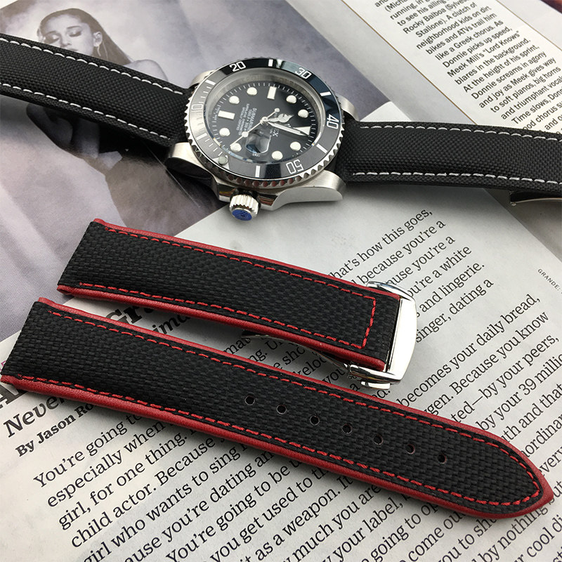 原款帆布手表表带适用劳力士尼龙黑水鬼绿水鬼迪通配件