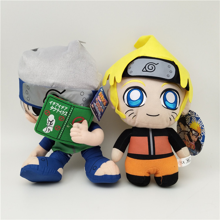 清货12寸火影忍者鸣人毛绒玩偶卡卡西看书公仔玩具动漫毛绒