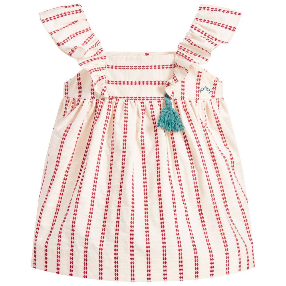 退换nanos西班牙童装女童秋冬款竖条纹连衣裙背带连衣裙