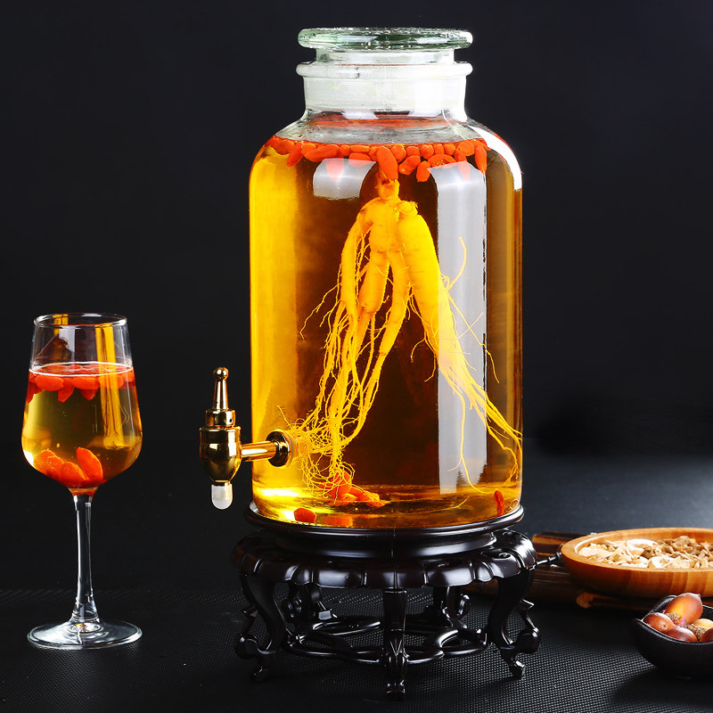 泡酒玻璃瓶加厚家用带龙头10斤20带盖人参酿酒专用密封罐泡酒坛子