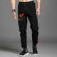 Autumn and winter men's casual sports pants maple embroidery plus velvet youth slim small foot black long pants tide brand harem pants Autumn and winter men's casual sports pants maple embroidery plus velvet youth slim small foot black long pants tide brand harem pants