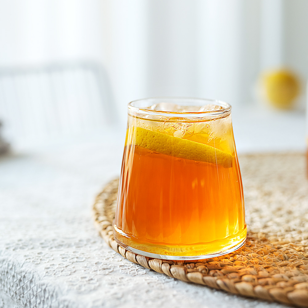 夏日简约玻璃杯棱面厚重果汁泡茶牛奶奶杯日式玻璃杯