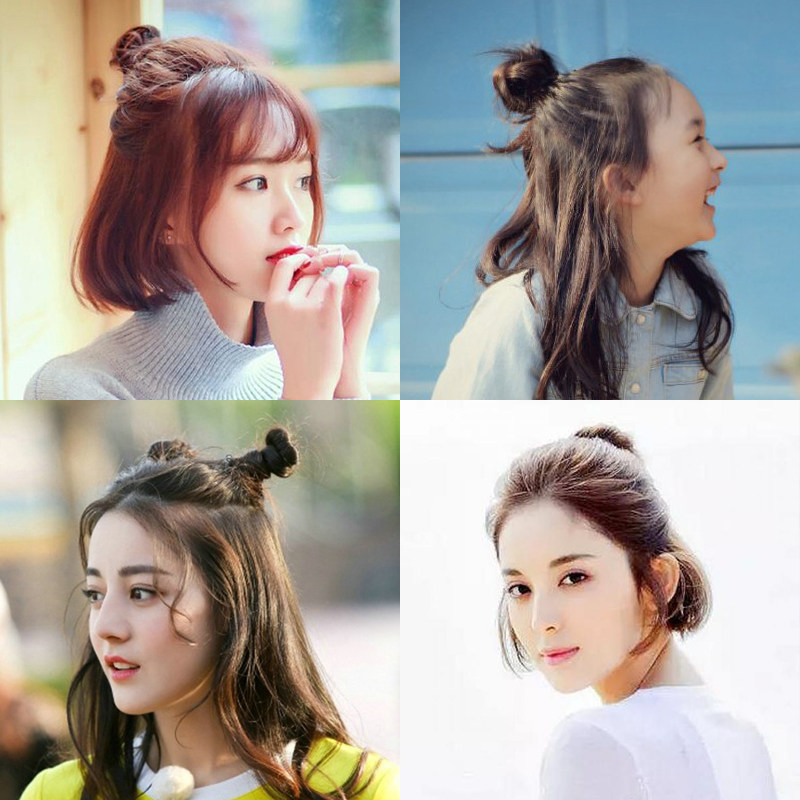 新款实用2个装小清新半丸子头盘发神器发饰可爱哪吒头盘发器头饰