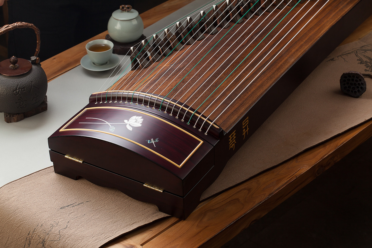 演奏琴升乐器古筝qsl163银莲花语专业初学考级古筝