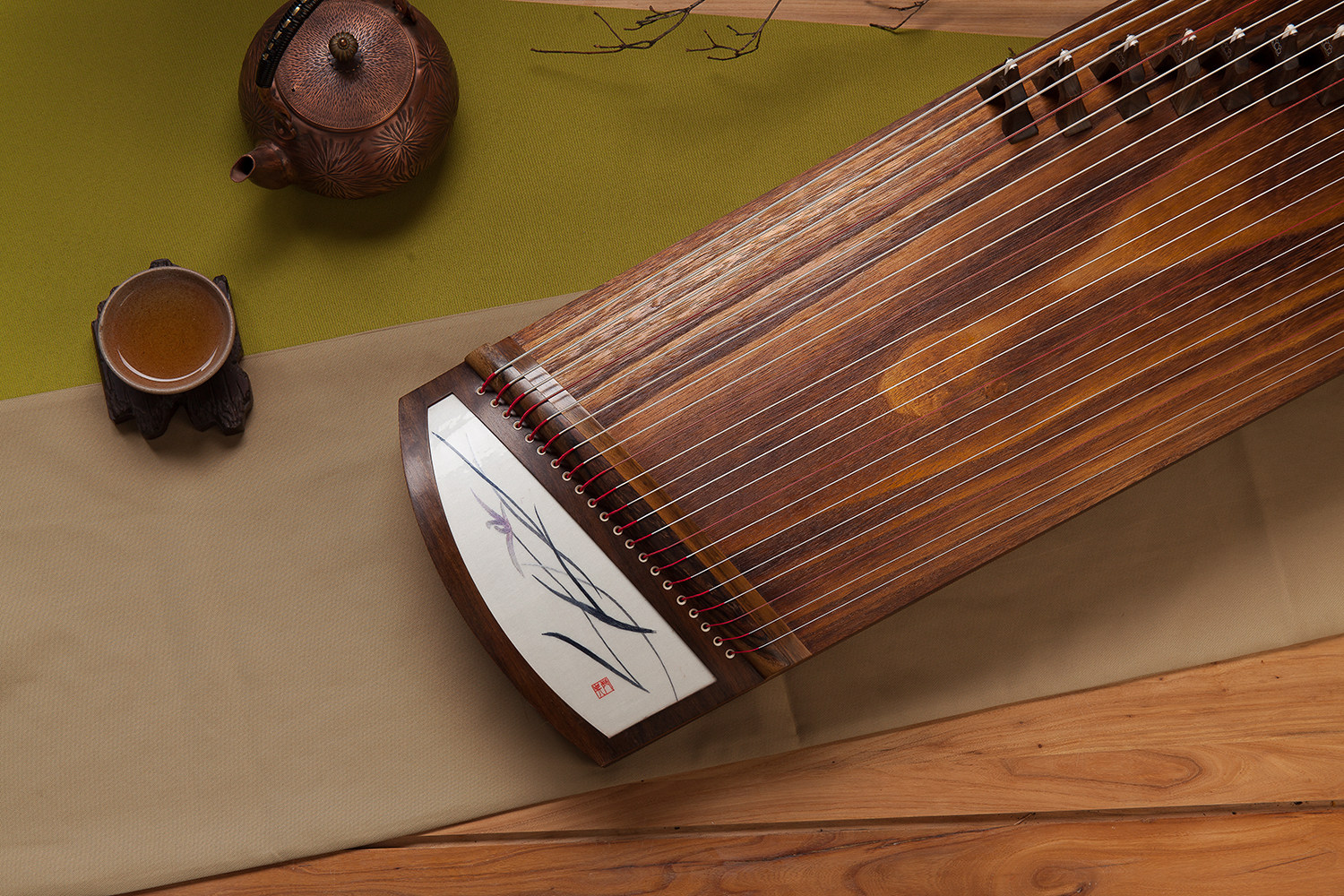 琴昇古筝qs-s135流光刺绣手工挖筝高档便携古筝