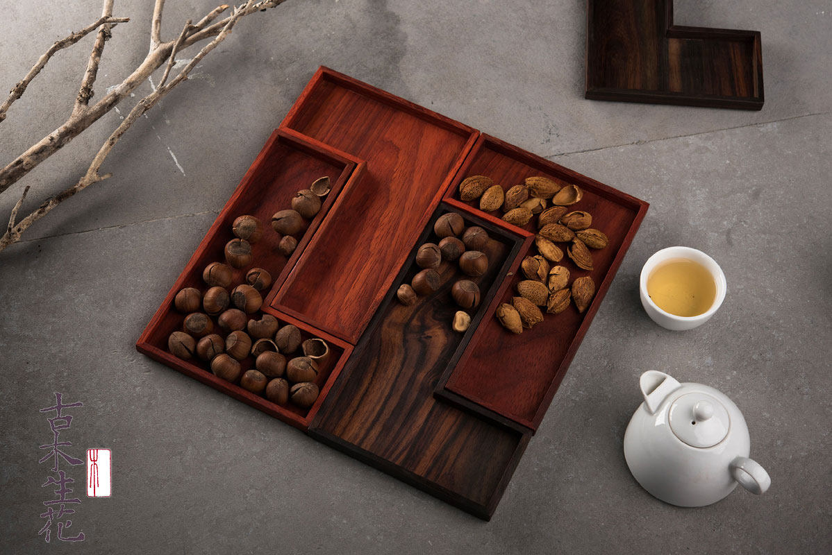 古木生花原创红木桌面收纳自由可组合多功能零件收纳整理食物收纳盒