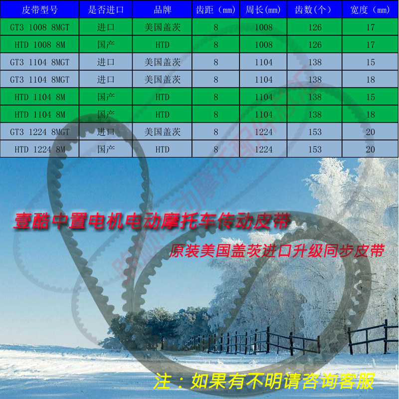 全顺壹酷中置电机小猴子diy001m3m6传动皮带gt3122410081104皮带及