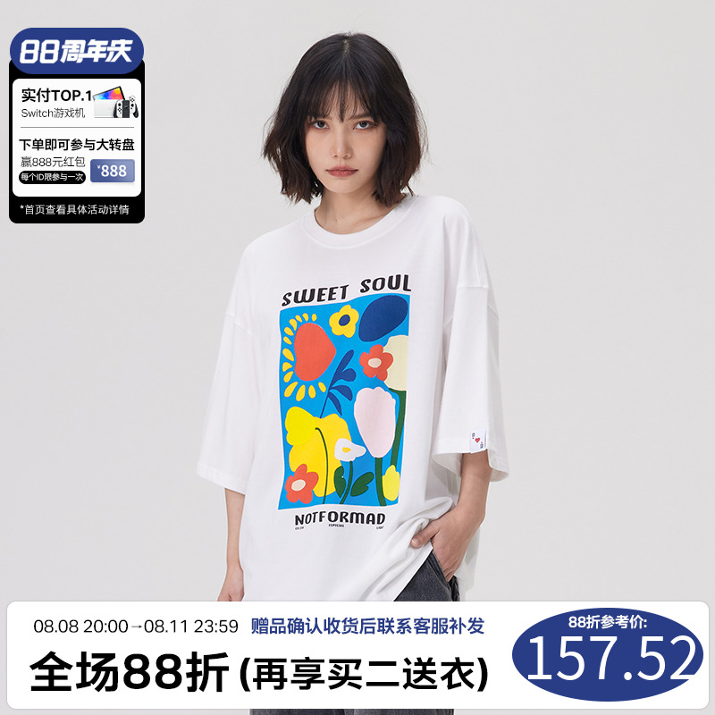 NOTFORMAD(NFM)原创潮牌涂鸦花园招贴印花宽松短袖T恤嘻哈半袖Tee