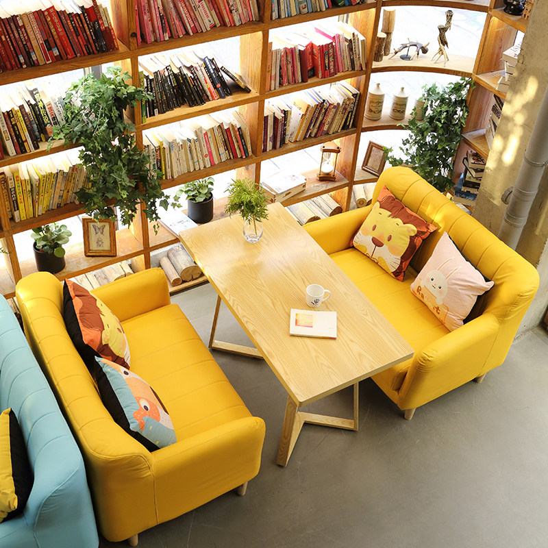 北欧咖啡厅沙发桌椅组合简约清新甜品店奶茶店洽谈茶餐厅休闲卡座