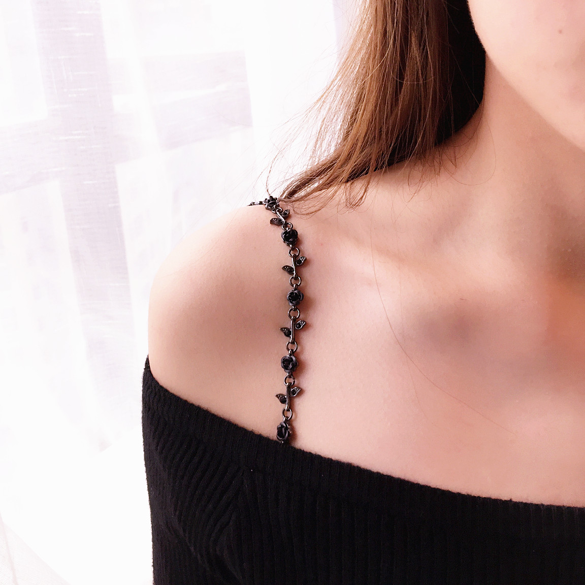 肩带内衣新款玫瑰水钻文胸露背露肩美背装饰肩带