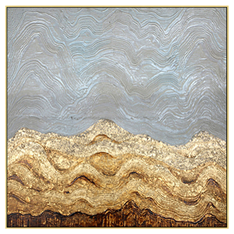 金箔油画手绘现代简约客厅玄关餐厅装饰壁画轻奢油画