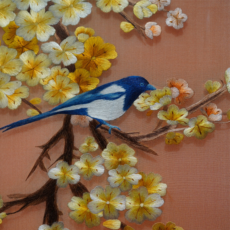 新中式刺绣背景墙电视墙沙发装饰画客厅手工屏纯四条苏绣