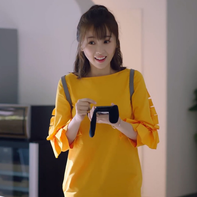 下一站是幸福蔡敏敏虞书欣同款黄色连衣裙夏季纯棉显瘦家居t恤裙