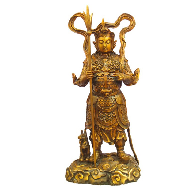 黄铜纯铜二郎神摆件杨戬铜像二郎真君神像佛像摆件