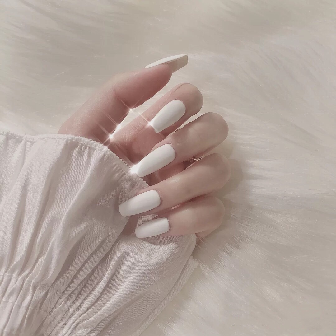 穿戴美甲遇见遇见美指甲贴片欧美风辣妹白色纯白指甲彩妆