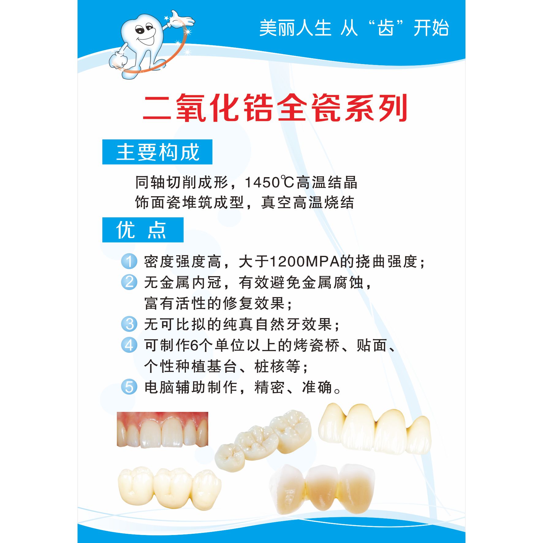 牙科诊所海报烤瓷全瓷牙口腔知识挂图宣传画kt板定制挂画贴纸定制