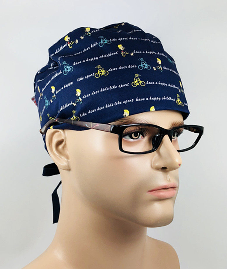 摩登医护手术帽男医生帽短发帽高端面料有吸汗巾b款