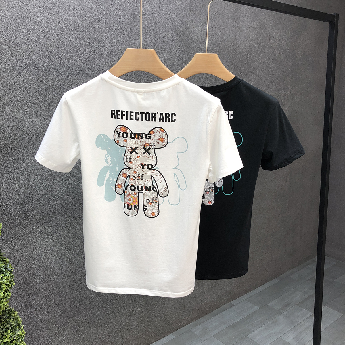 卡通印花潮牌短袖t恤男百搭潮流夏季半袖青年帅气男士上衣体恤衫