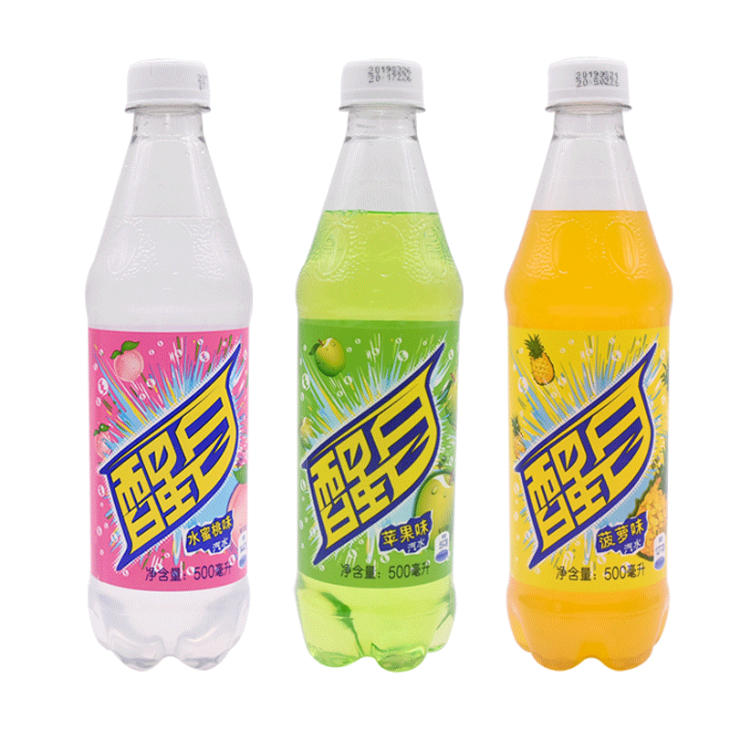 新货热卖可口可乐醒目苹果水蜜桃菠萝味老汽水500ml碳酸饮料