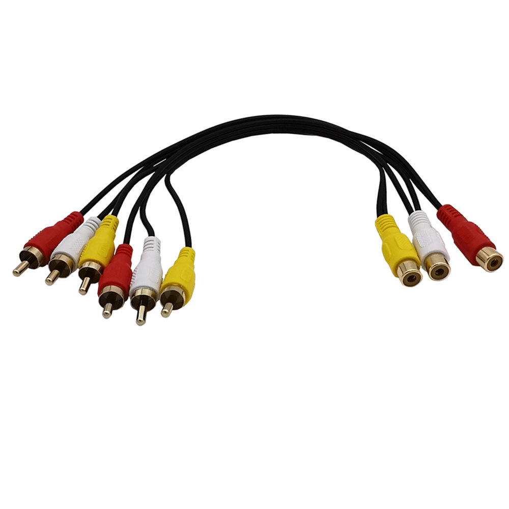 镀金电视三色端子av机顶盒电视机公电rca母转电源线