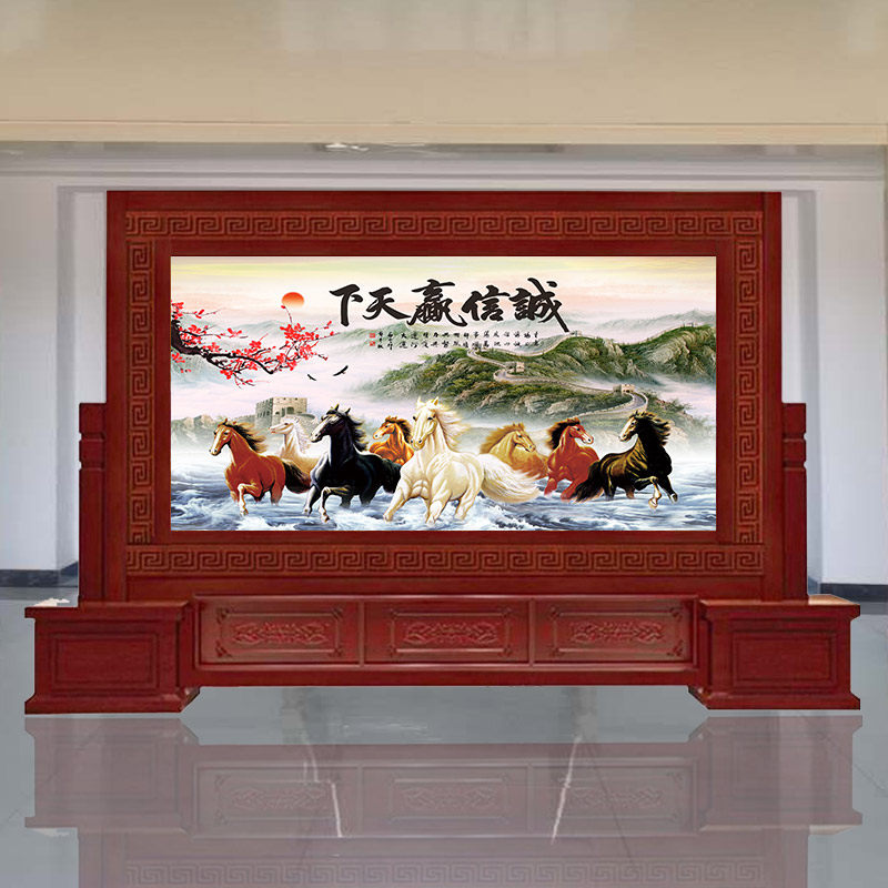 定制中式实木屏风隔断客厅玄关办公室政府机关单位酒店大厅门座屏