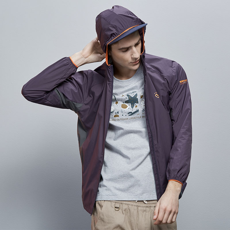 诺诗兰防晒衣男夏户外弹力轻薄透气防晒防泼水蝉翼皮肤衣GL055305