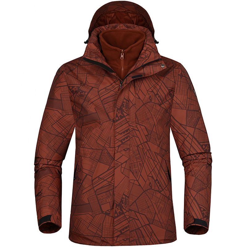 诺诗兰冲锋衣男潮流潮牌宽松防雨防风加绒加厚三合一可拆卸防水服