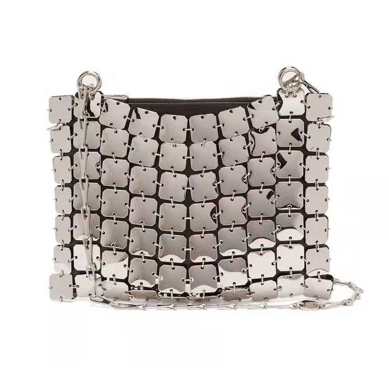 pacorabanne银色亮片savi阿水同款金属片链条包单肩女士包袋