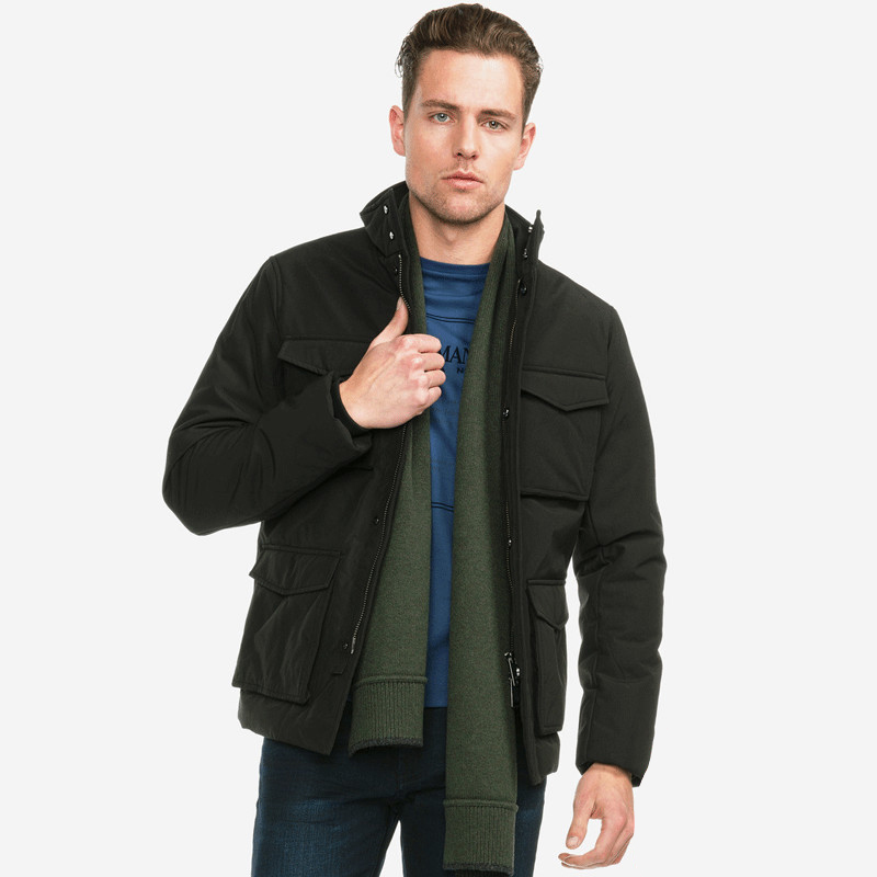 Armani Jeans/阿玛尼秋冬新品加厚男士百搭夹克保暖夹棉外套上衣